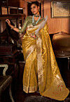 Woven Tissue Saree in Mustard