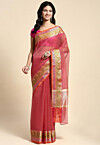 Woven Tissue Saree in Pink