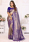 Woven Tissue Silk Saree in Beige