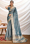 Woven Tissue Silk Saree in Blue