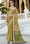 Woven Tissue Silk Saree in Dusty Green