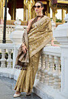 Woven Tissue Silk Saree in Dusty Green