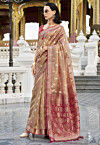 Woven Tissue Silk Saree in Dusty Peach