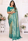 Woven Tissue Silk Saree in Golden