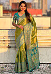 Woven Tissue Silk Saree in Green
