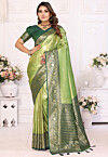 Woven Tissue Silk Saree in Light Green