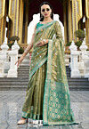 Woven Tissue Silk Saree in Light Green