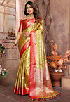 Woven Tissue Silk Saree in Light Olive Green