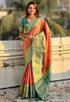 Woven Tissue Silk Saree in Pink