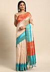 Woven Tussar Silk Saree in Beige