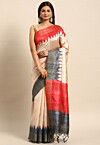 Woven Tussar Silk Saree in Beige