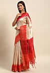 Woven Tussar Silk Saree in Beige