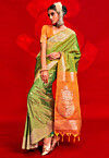 Woven Tussar Silk Saree in Light Green