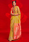 Woven Tussar Silk Saree in Yellow