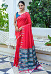 Woven Tussar Silk Saree in Red