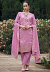 Woven Viscose Silk Jacquard Pakistani Suit in Purple