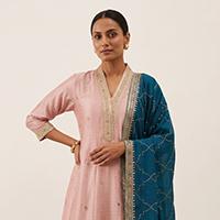 Buy Embroidered Georgette Abaya Style Suit in Wine Online