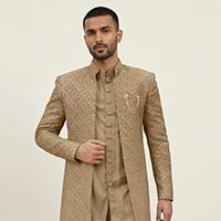 Buy Embroidered Georgette Abaya Style Suit in Wine Online