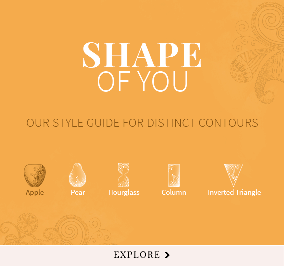 Indian fashion for Pear, Apple, Hourglass, Column & Inverted Triangle body type. Shop!