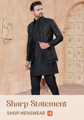 Kurta pajama sets in rich fabrics, ideal for evening celebrations. Shop!