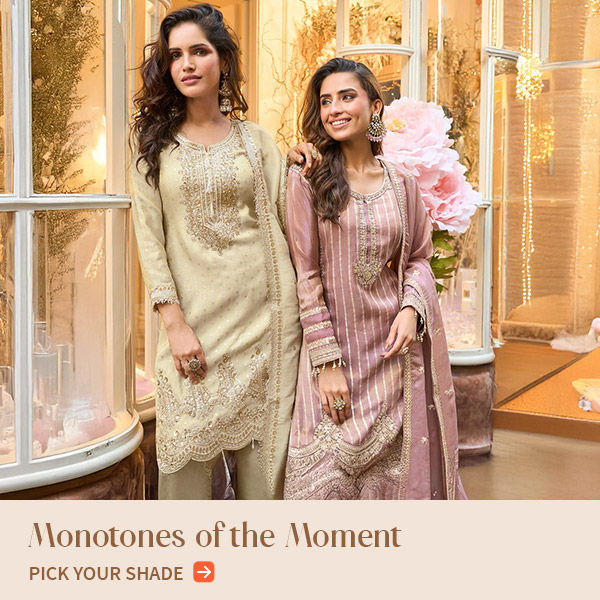Trending monotone Abaya Suits, Pakistani Suits, Lehengas, Coord Sets & more. Shop!