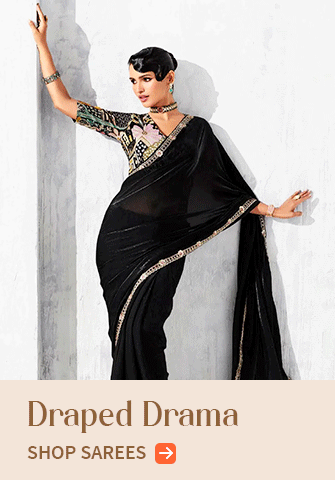 Elegant drapes, perfect for partywear styling. Shop!
