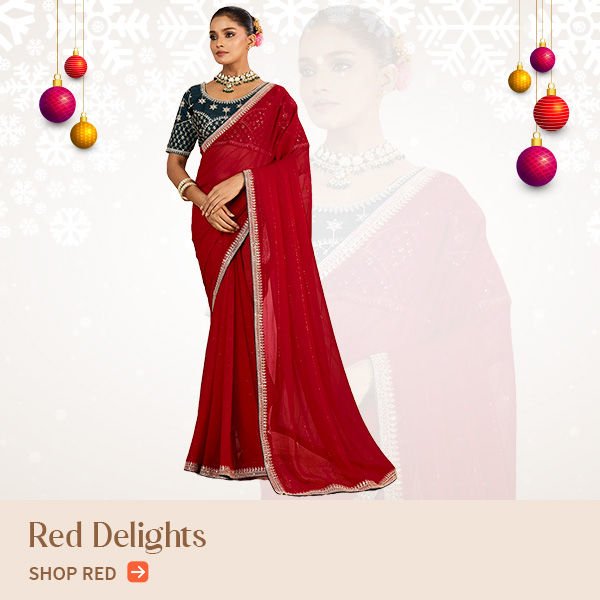 Xmas Preview: Red Party wear Sarees, Salwar Suits, Menswear & much more. Shop now!