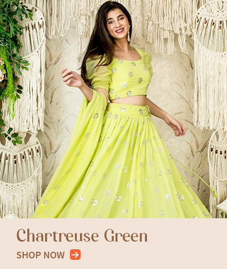  Ethnic Sarees, Salwar Suits, Lehengas, Top Bottom Sets and more in Chartreuse Green. Shop!