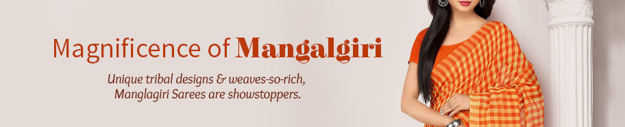 Range of Mangalgiri Sarees in lovely colors. Shop!