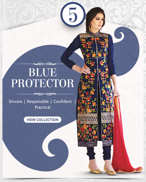 Enchanting range of Sarees, Salwar Kameez, Lehengas, Indo Westerns & Add-ons in shades of Blue. Shop!