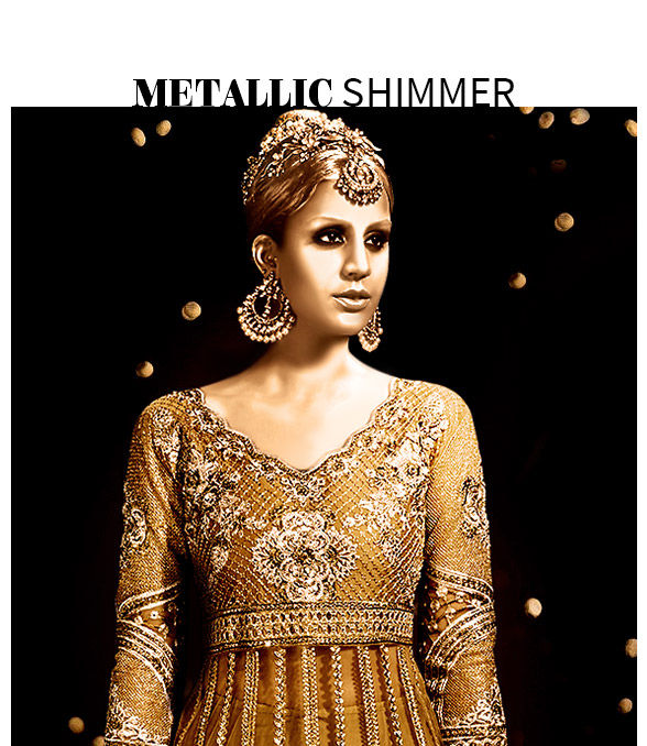 Sarees, Salwar Suits, Lehengas and Indo Westerns in Golden and Silver color. Shop! Sarees, Salwar Suits, Lehengas and Indo Westerns in Golden and Silver color. Shop!