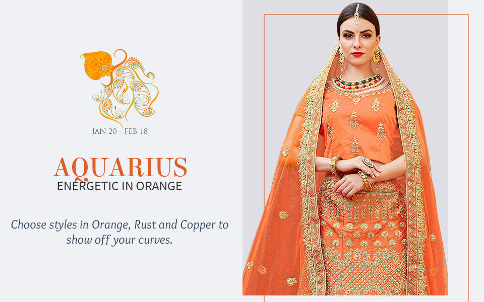 Orange attires for Aquarius. Shop!
