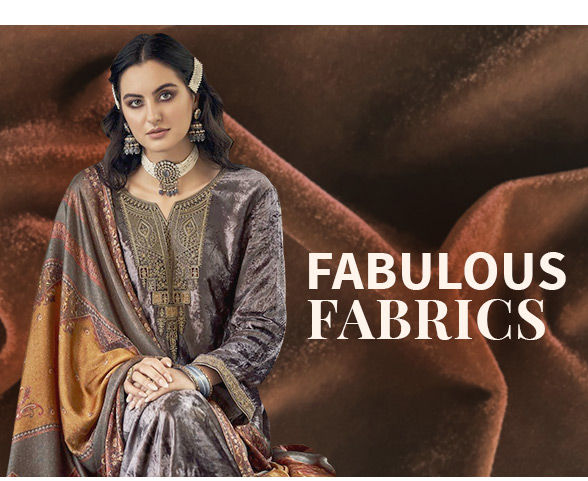 Luxe fabrics: Silk, Velvet and Brocade attires in ethnic and fusion styles. Shop!