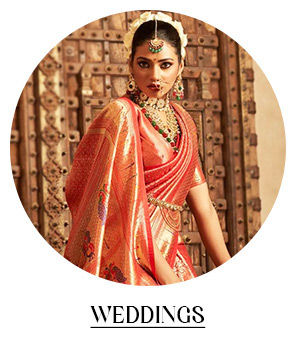 Wedding wear Sarees in Srt Silk, Georgette, Net, and other fabrics. Shop!