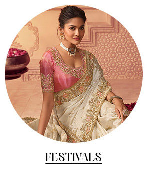 Vibrant Sarees in Silk, Linen, Georgette, and other fabrics for Festive occasions. Shop!