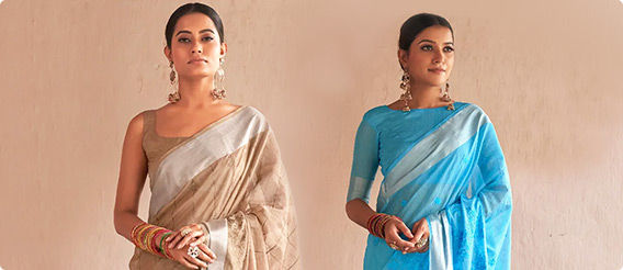Sarees in Linen Fabric for a perfect spring and summer look. Shop!