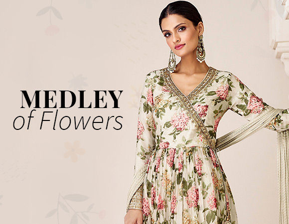 Floral Prints Edit: Printed Sarees, Cotton Suits, Kurta Pajamas for men, etc. Shop!