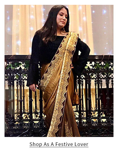 Sarees for Indian festivals in vibrant colors and plush fabrics. Shop!