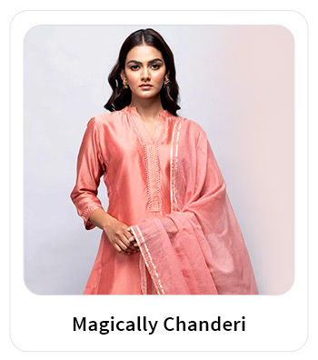 Summer-friendly Sarees, Straight-Cut Suits, Top-Bottom Sets, etc., in Chanderi fabric. Shop!