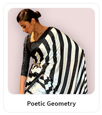 Sarees, Kurtas, Abaya Style Suits, & more, adorned with Geometric Prints. Shop!
