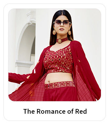 Embroidered Sarees, Abaya Style Suits, Gowns, and more in Red. Shop!