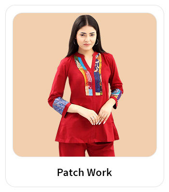 Sarees. Salwar Suits, Lehengas, etc., adorned with Patchwork in varied motifs & embroideries. Shop!