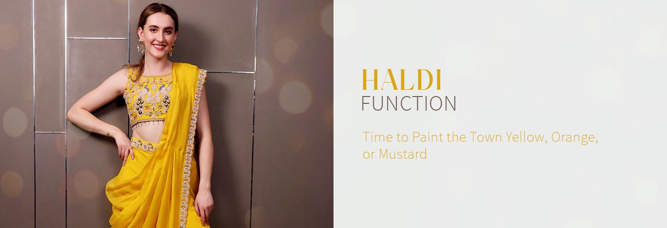 Haldi Edit-Top & Bottom Sets, Pakistani Suits, Gota Lehengas & Printed Sarees in Yellow, Orange & Mustard. Shop!