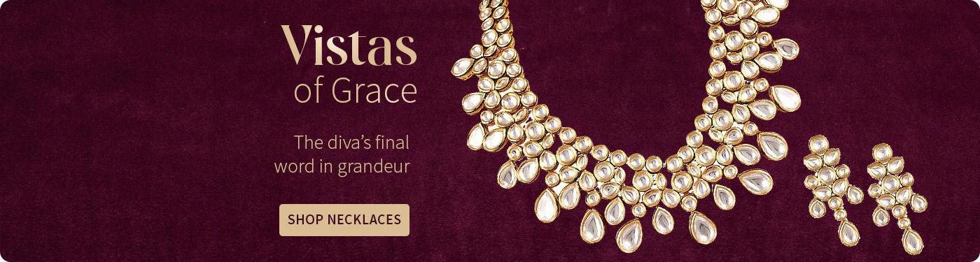 Necklaces in Kundan, Polki, Stones and more. Shop!