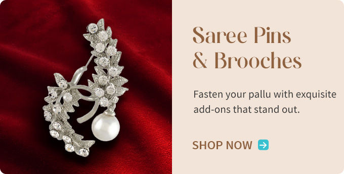 Saree pins & brooches with beadwork, stonework, etc. Shop!