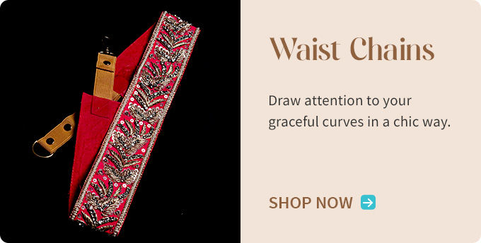 Waist Chain with stonework, Bandhej prints, beadwork, pearls, etc. Shop!