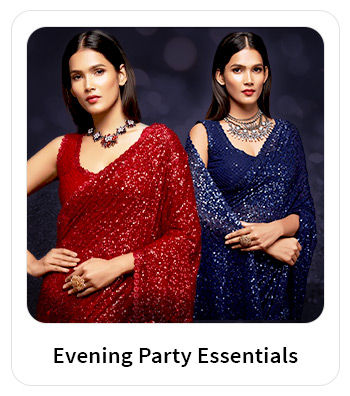 Sequin Work Sarees, Abaya-Style Suits, Indowestern Gowns, Crop Top Sets, etc., for evening parties. Shop!
