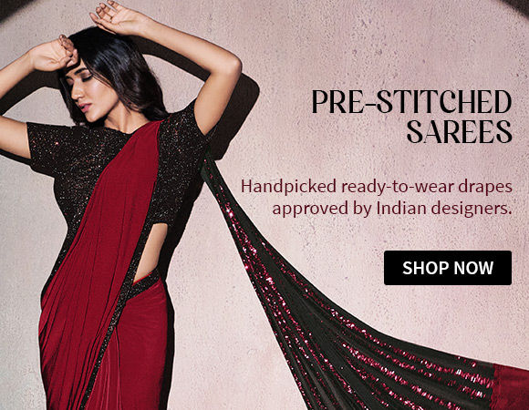 Buy Happy Design Women Pink Chiffon Ready To Wear Saree Online at