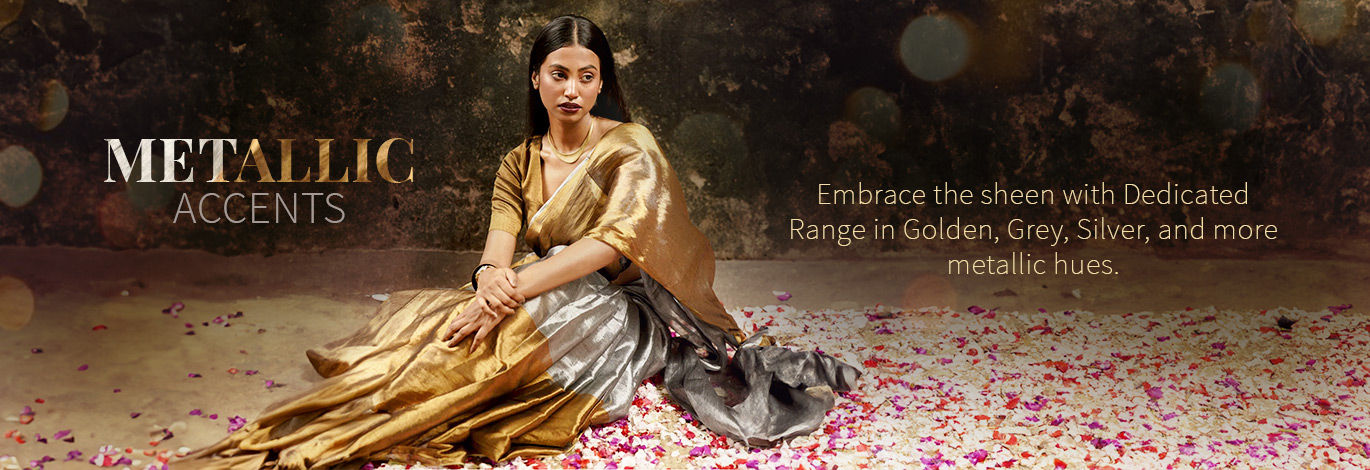 Metallic Sarees, Salwar Kameez, Lehengas, Top & Bottom Sets, and more. Shop now!