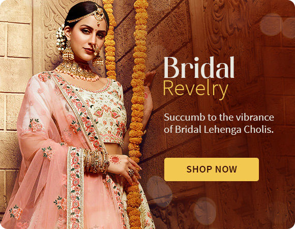 Bridal Lehenga Cholis in red, pink, orange, green and more. Shop!